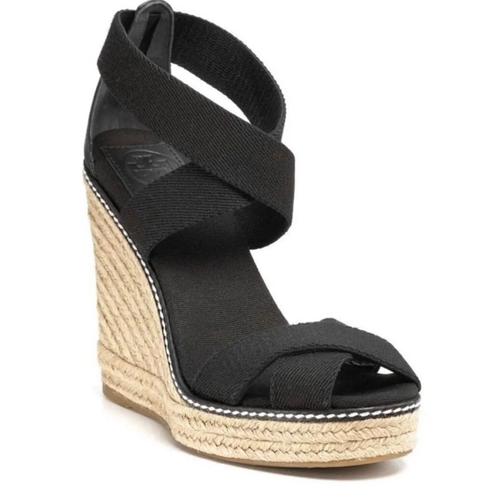 Tory Burch Adonis Black Wedge Espradrille